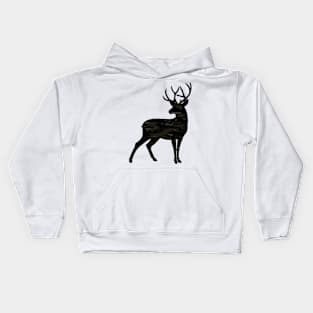 Dark camouflage pattern Mosaik Style deer Kids Hoodie